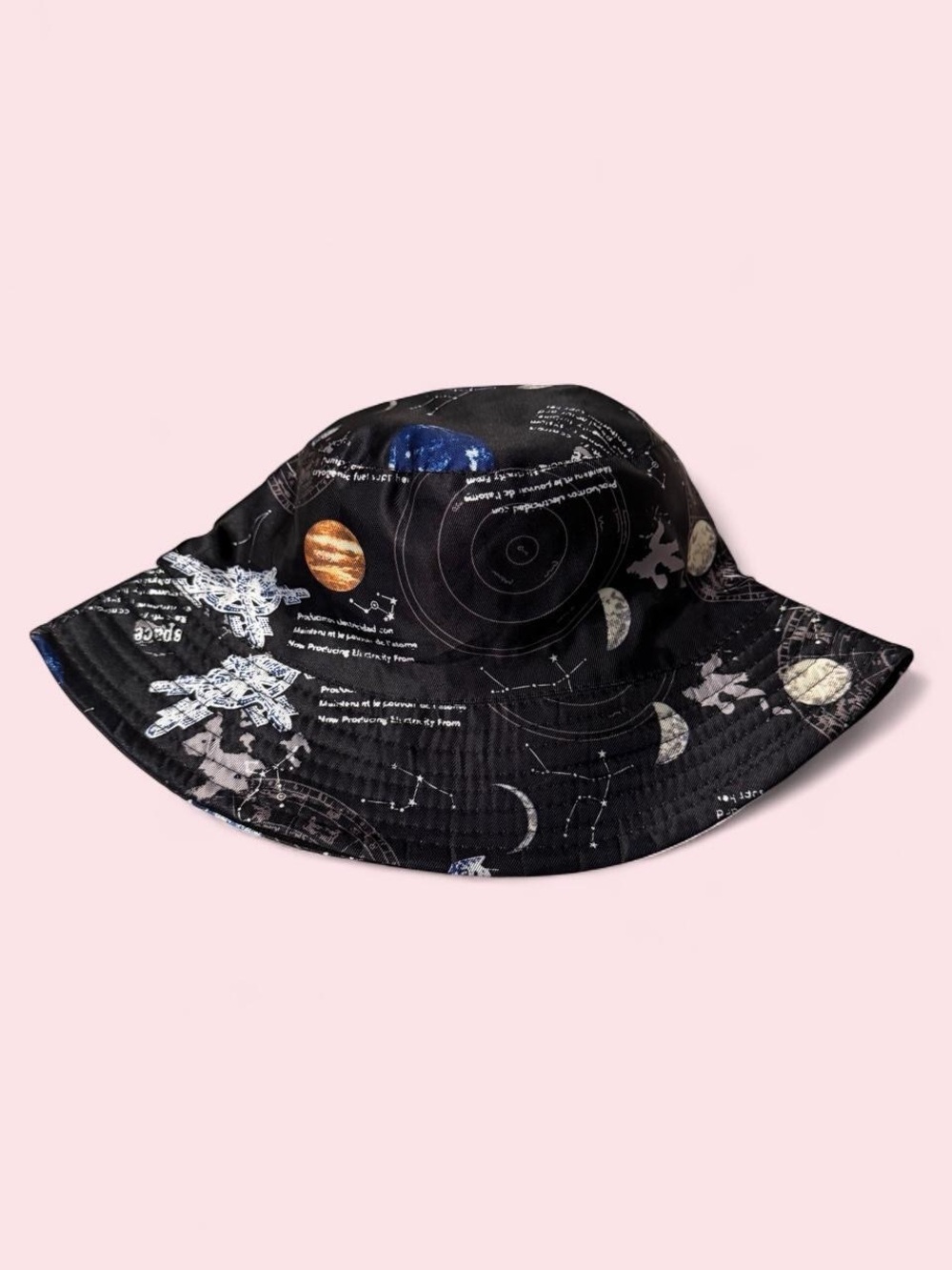 Source Unknown Black Space Print Kids Bucket Hat with Planets